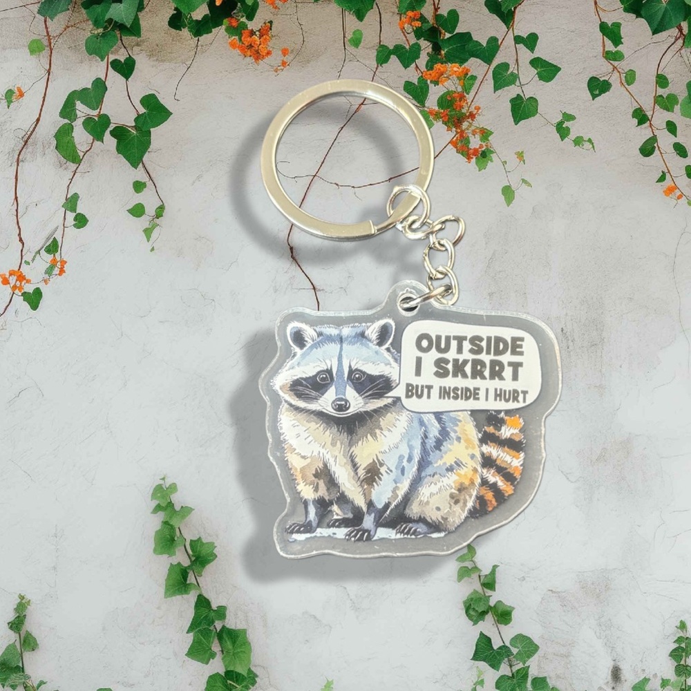 🔥RACCOON EMOTIONAL SUPPORT KEYCHAIN (SKRRT)